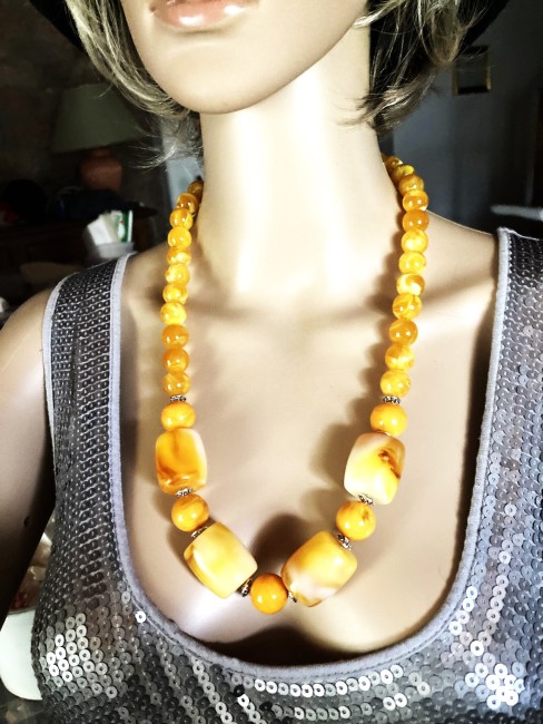 Ambre jaune miel superbe collier/sautoir 63 cm base très grosses perles 25/20mm et perles de 12mm  bijou femme, bracelet ambre, boucles d'oreilles ambre, bijou ambre, collier femme, ambre bijoux marie c