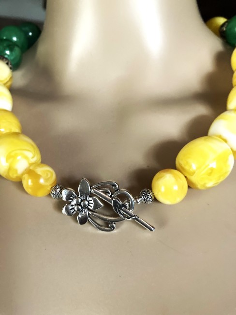Bijou ambre, collier femme, bijoux gemme, collier ambre, ambre véritable, collier grosse perle en ambre, collier ambre jaune clair et verte