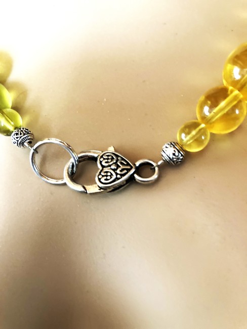 Ambre vert clair et ambre miel clair collier 60 cm perles de 16mm, Bijou femme, Ambre Bijoux marie c