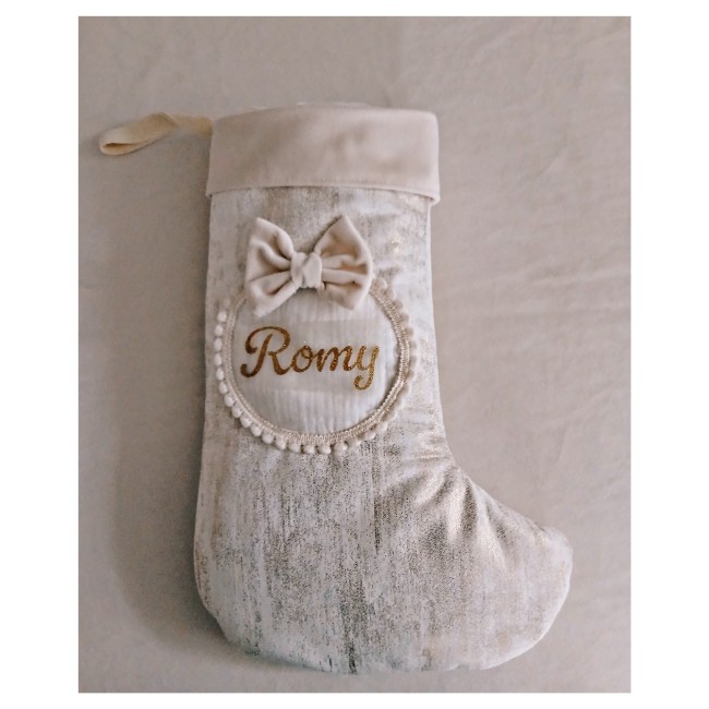 Botte de Noël velours doré médaillon