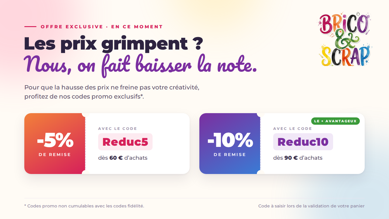 Les jours Stamperia : -10 % sur toute la marque Stamperia avec le code promo BricoStamp10 chez Brico&Scrap