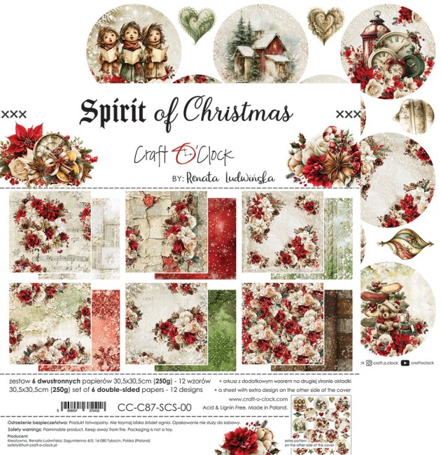 Papier scrapbooking Spirit of Christmas 30,5x30,5 cm Craft o Clock - planche 7