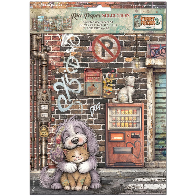 Papier de riz Selection 6 Rice paper A4 - Furry Friends 2 Stamperia