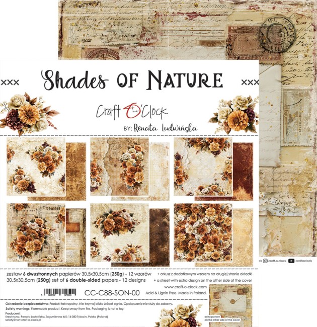 Papier scrapbooking Shades of Nature 30,5x30,5 cm Craft o Clock - planche 7