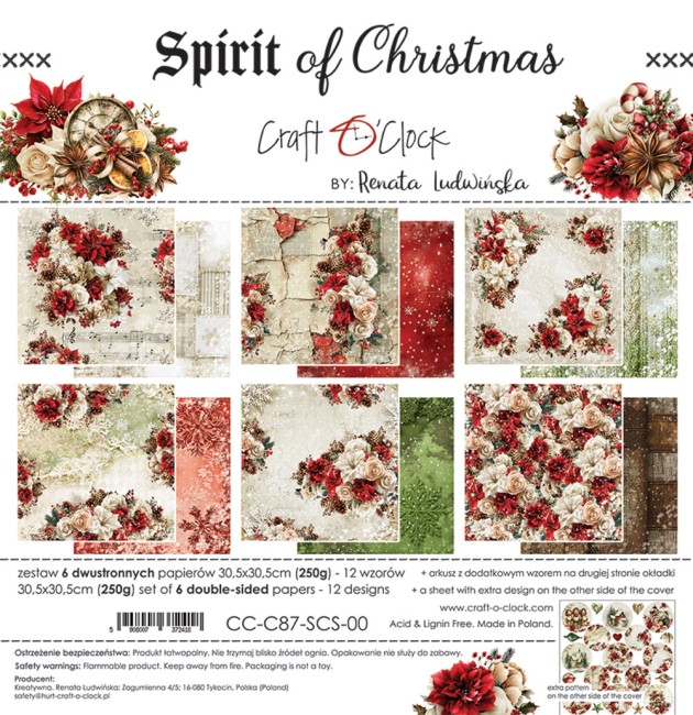 Papier scrapbooking Spirit of Christmas 30,5x30,5 cm Craft o Clock