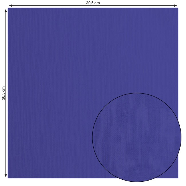 Cardstock texturé Florence Ink 051, format 30,5 x 30,5 cm et gros plan sur le grain toilé