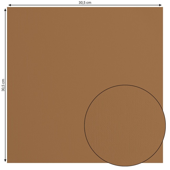 Cardstock texturé Florence Lion 089, format 30,5 x 30,5 cm et gros plan sur le grain toilé