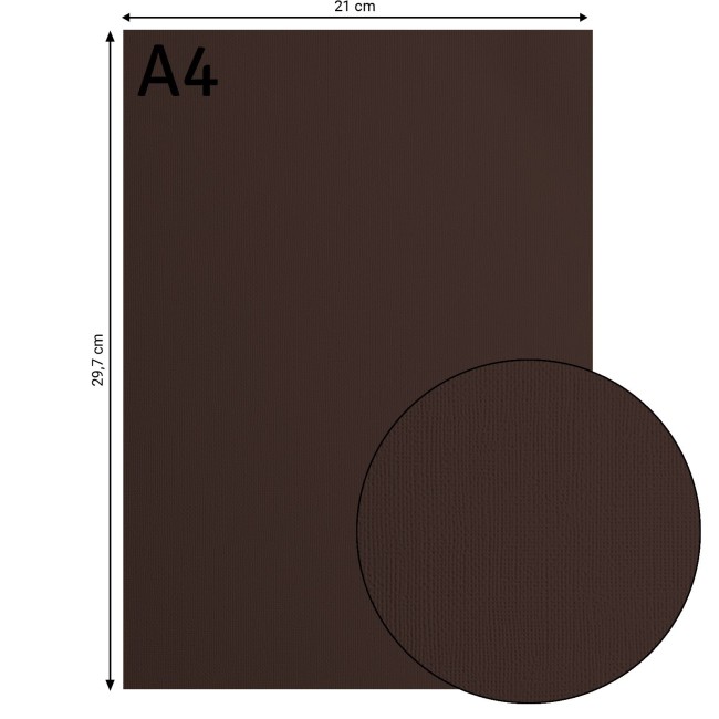 Cardstock texturé Florence A4 Bear 094, format 21 x 29,7 cm et gros plan sur le grain toilé