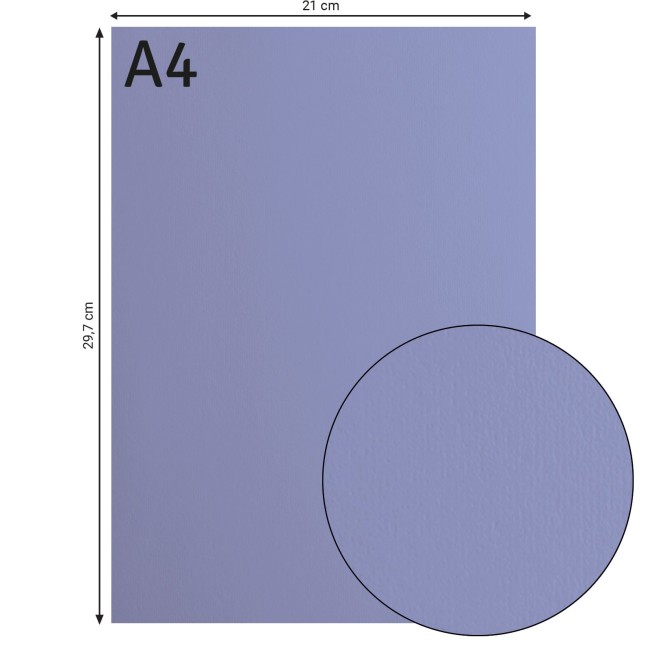 Cardstock lisse Florence A4 Steel 052, format 21 x 29,7 cm et gros plan sur la surface lisse