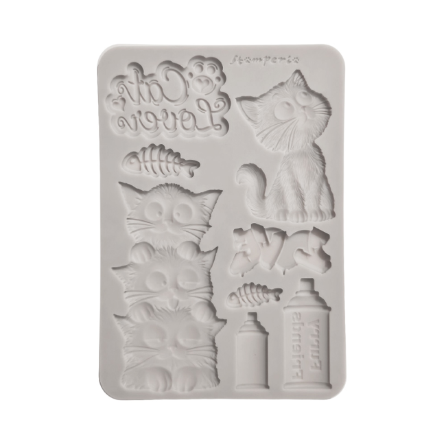 Moule Stamperia Silicone A5 Furry Friends 2 cats