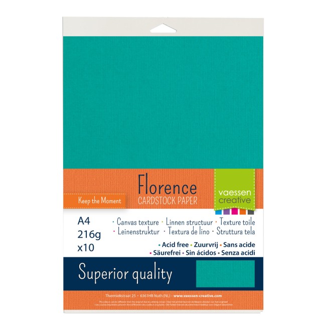 Cardstock texturé Florence A4 Frosting 061, format 21 x 29,7 cm et gros plan sur le grain toilé