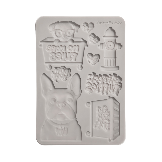 Moule Stamperia Silicone A5 Furry Friends 2 dogs