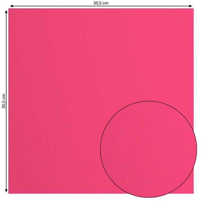 Cardstock texturé Florence Cupid 023, format 30,5 x 30,5 cm et gros plan sur le grain toilé