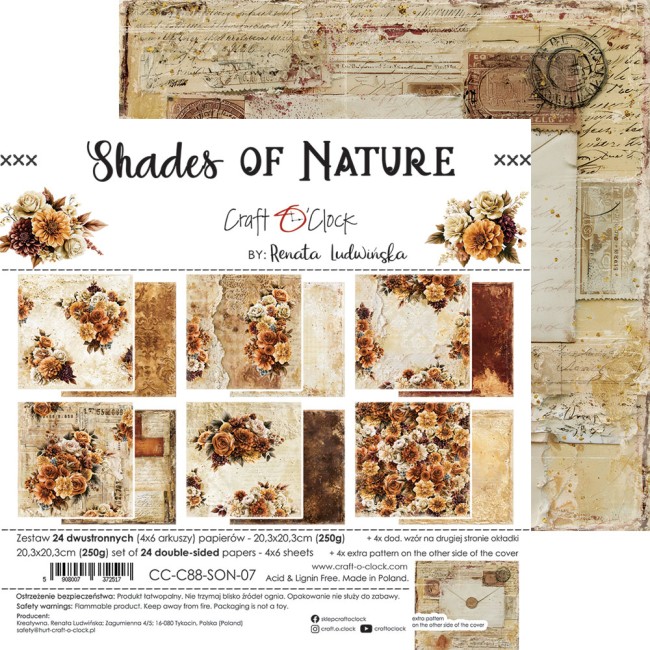 Papier scrapbooking Shades of Nature 20,3x20,3 cm Craft o Clock - planche 7