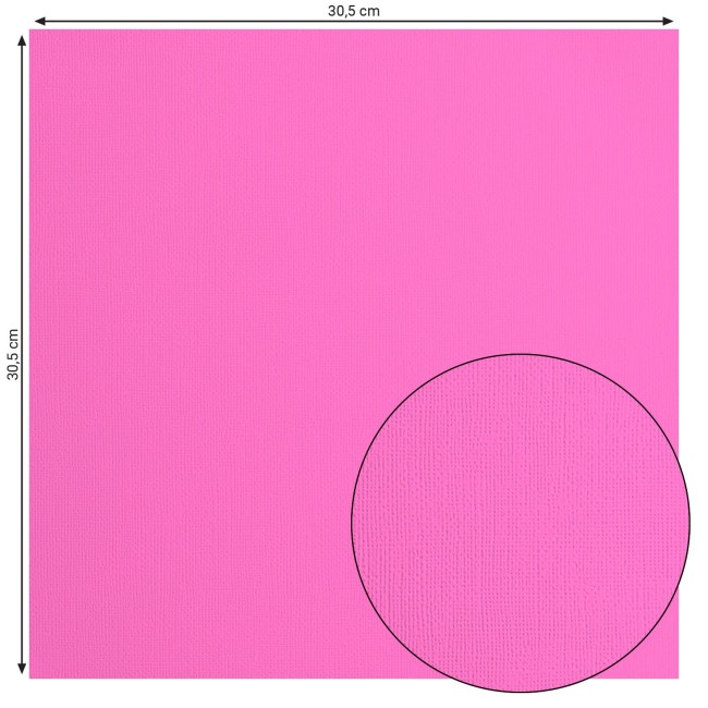 Florence • Cardstock texturé 30x30 Candy 036 — format et texture Cardstock texturé Florence Candy 036, format 30,5 x 30,5 cm et gros plan sur le grain toilé