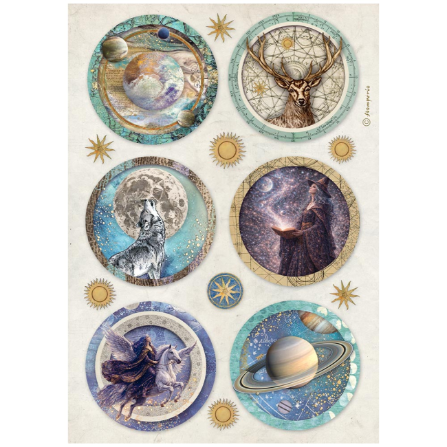 Papier de riz A4 Cosmos rounds Stamperia
