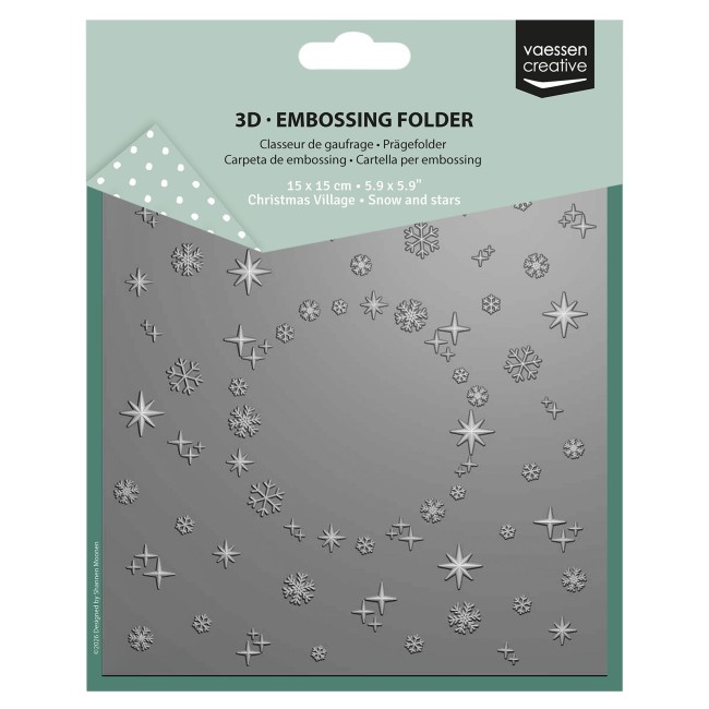 Vaessen Creative 3D Classeur de Gaufrage Neige et Étoiles 15x15cm 3625-0604 vue 1