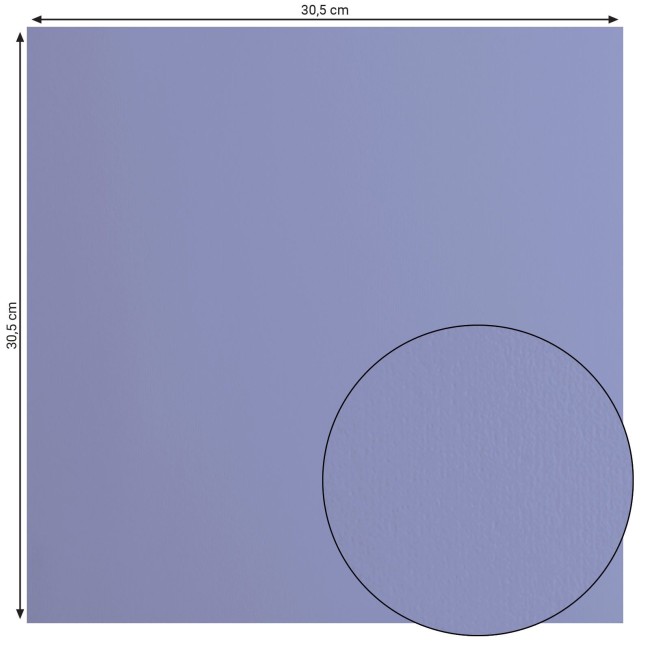 Cardstock lisse Florence Steel 052, format 30,5 x 30,5 cm et gros plan sur la surface lisse