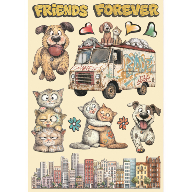 Colored Wooden Shapes A5 Furry Friends 2 Stamperia