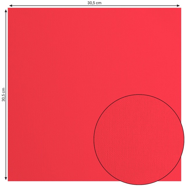 Cardstock texturé Florence Kiss 028, format 30,5 x 30,5 cm et gros plan sur le grain toilé