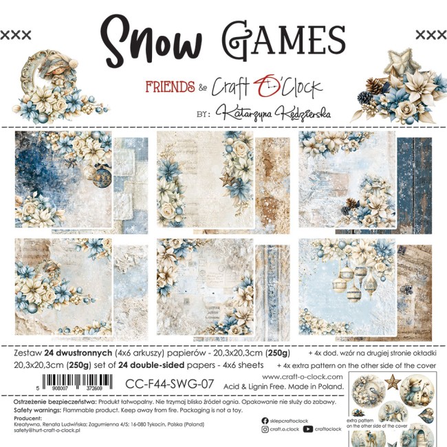 Papier scrapbooking Snow Games 20,3x20,3 cm assortiment Craft o Clock - planche 1