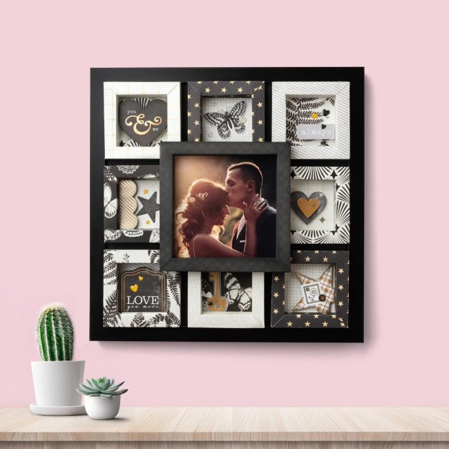 Cadre shadow box décoré accroché au mur