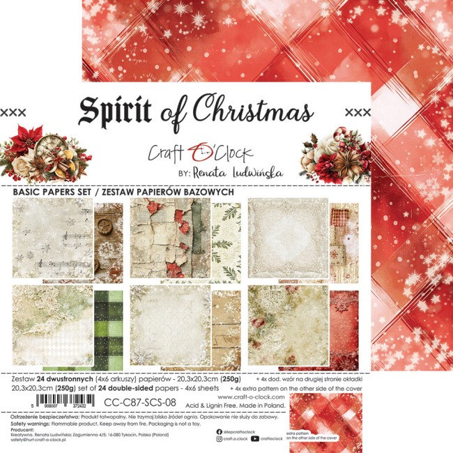 Papier scrapbooking Spirit of Christmas 20,3x20,3 cm basiques Craft o Clock - planche 7