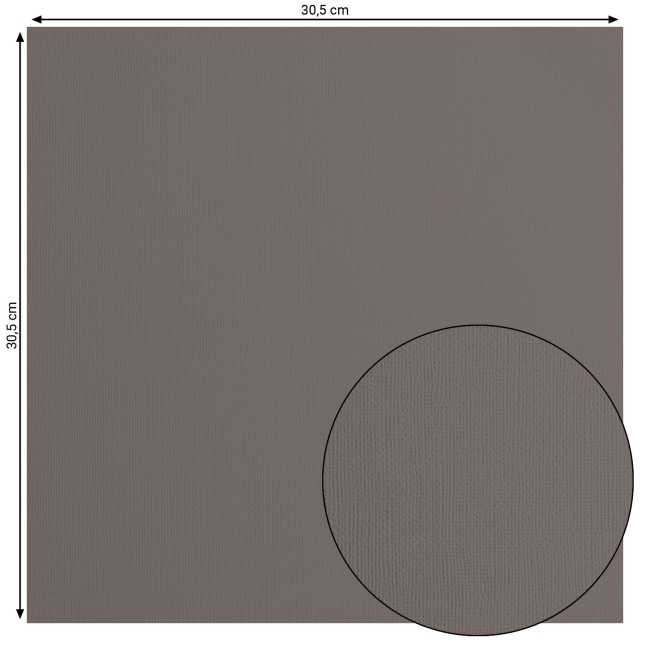 Cardstock texturé Florence Concrete 087, format 30,5 x 30,5 cm et gros plan sur le grain toilé