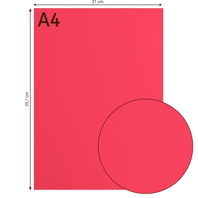 Cardstock lisse Florence A4 Kiss 028, format 21 x 29,7 cm et gros plan sur la surface lisse