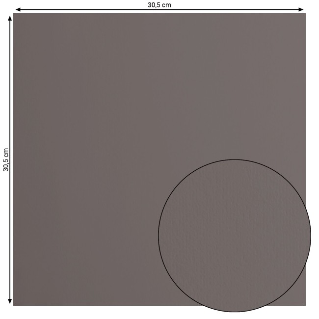 Cardstock lisse Florence Concrete 087, format 30,5 x 30,5 cm et gros plan sur la surface lisse