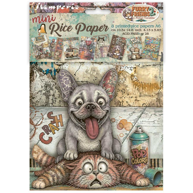 Papier de riz A6 Mini - Furry Friends 2 8pcs Stamperia