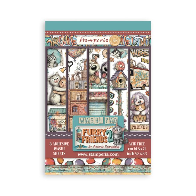Furry Friends 2 A5 Washi Pad 8pcs Stamperia