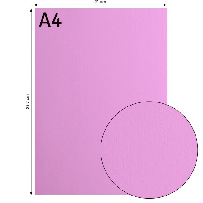 Cardstock lisse Florence A4 Hydrangea 035, format 21 x 29,7 cm et gros plan sur la surface lisse