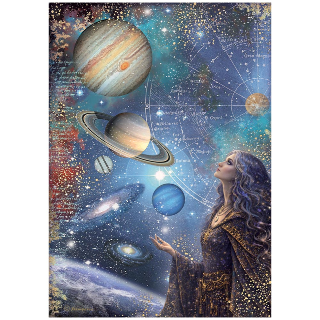 Papier de riz A4 Cosmos planets Stamperia