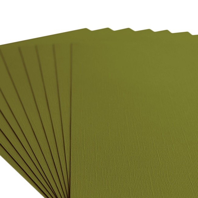 Gros plan sur le grain toilé du cardstock Florence A4 Olive 073