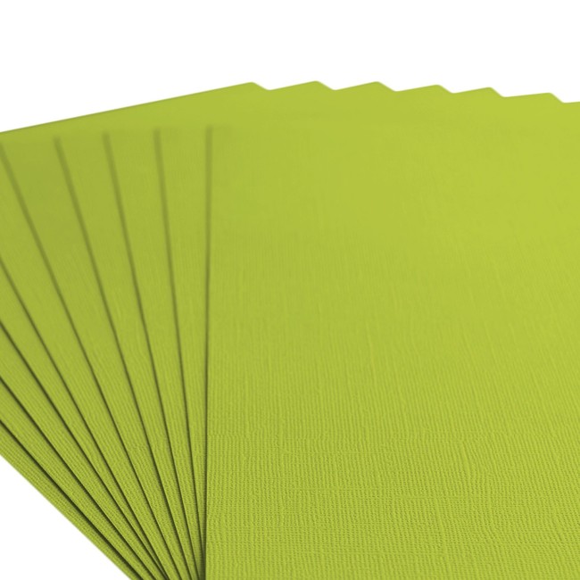 Gros plan sur le grain toilé du cardstock Florence A4 Lime 068