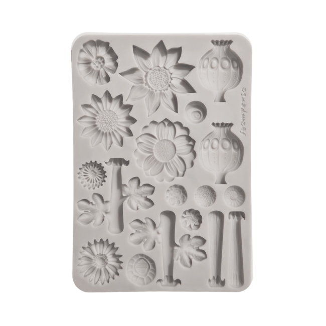 Moule Stamperia Silicone A5 Furry Friends 2 flowers