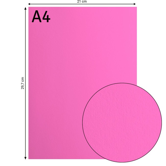 Cardstock lisse Florence A4 Candy 036, format 21 x 29,7 cm et gros plan sur la surface lisse