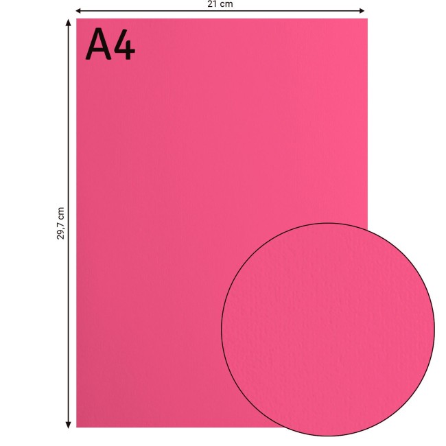 Cardstock lisse Florence A4 Cupid 023, format 21 x 29,7 cm et gros plan sur la surface lisse