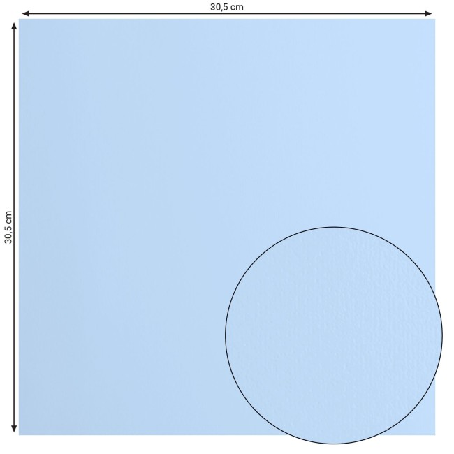Cardstock lisse Florence Water 047, format 30,5 x 30,5 cm et gros plan sur la surface lisse