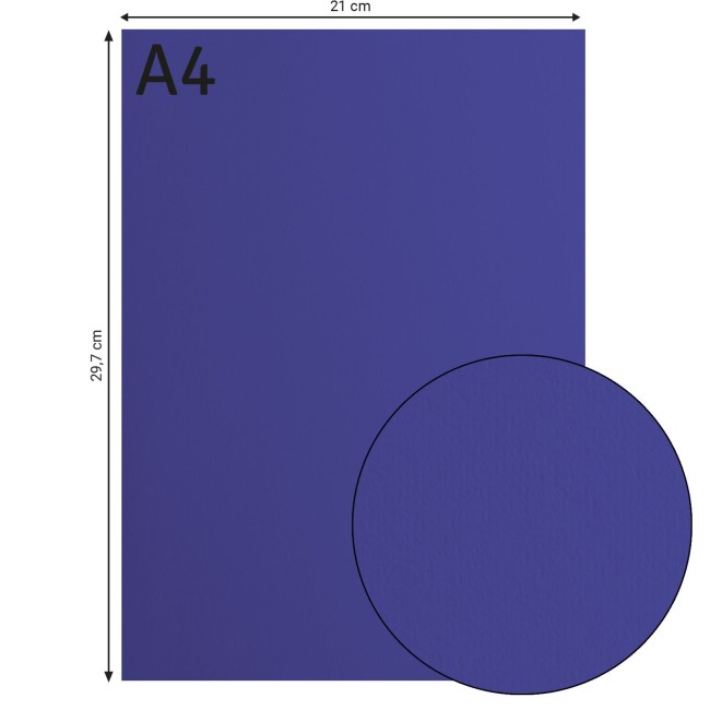 Florence • Cardstock lisse A4 Ink 051 — format et surface Cardstock lisse Florence A4 Ink 051, format 21 x 29,7 cm et gros plan sur la surface lisse