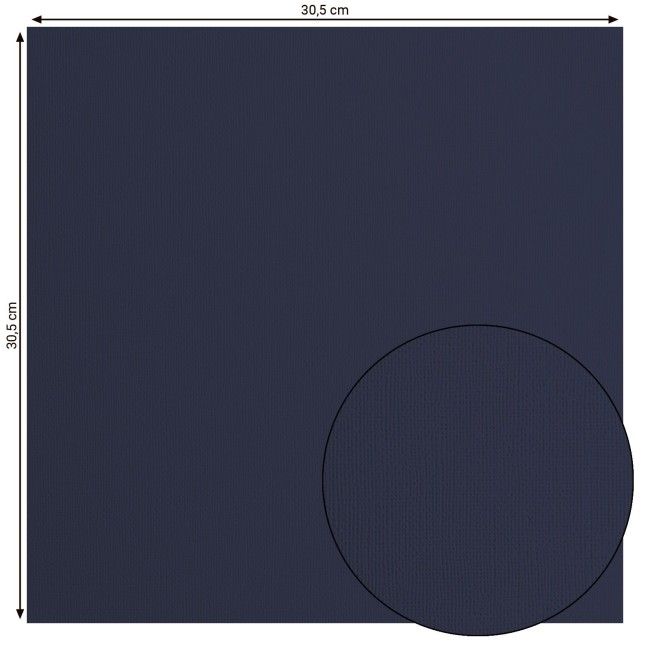 Florence • Cardstock texturé 30x30 Eggplant 055 — format et texture Cardstock texturé Florence Eggplant 055, format 30,5 x 30,5 cm et gros plan sur le grain toilé