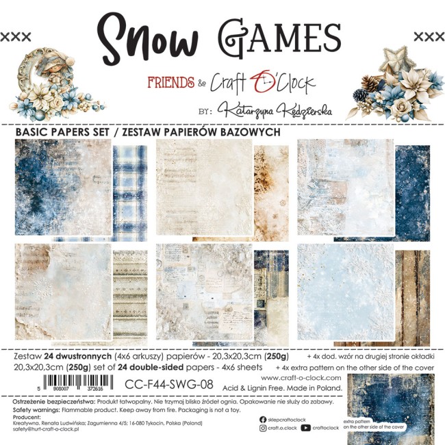 Papier scrapbooking Snow Games 20,3x20,3 cm assortiment Craft o Clock - planche 8