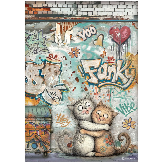 Papier de riz A4 Furry Friends 2 Funky cats Stamperia