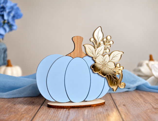 Citrouille fleurie à poser – décoration d’automne artisanale