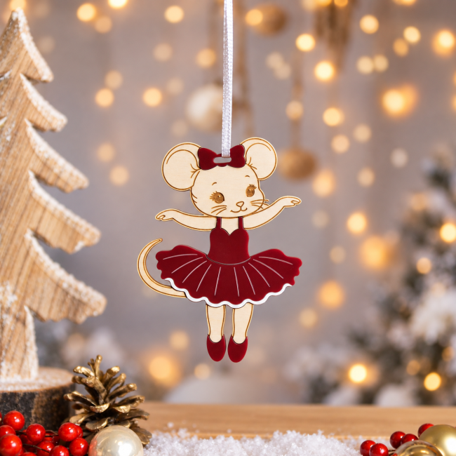 Souris ballerine, ornement de Noël (1) Suspension Noël Casse-Noisette | Louisette la Souricette