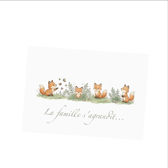 Carte annonce grossesse originale - La famille s'agrandit - Petits renards - EPD Carte annonce grossesse originale - La famille s'agrandit - Petits renards - EPD