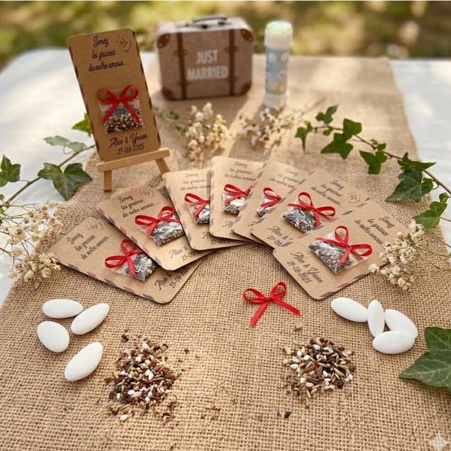 Cadeaux invités personnalisés - Graines à semer pour Mariage thème Voyage, Destination - EP5