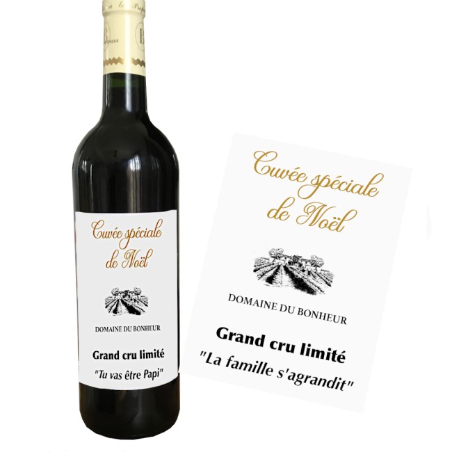 Etiquette autocollante personnalisée pour bouteille - Cadeau de Noël - Annonce grossesse - Annonce mariage Originale - EP4