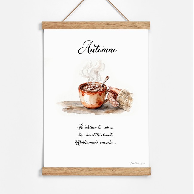Affiche Cuisine - Automne - Saison du chocolat chaud| Mlle Framboisine